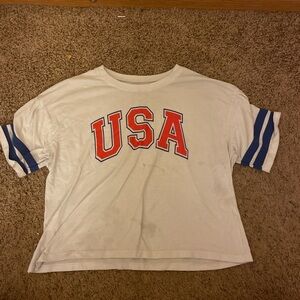 Modern Lux Graphic Tee with Red and Blue Accents